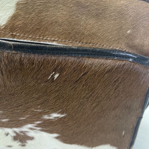 Avelar Cowhide Handbag Crossbody Purse Dark Brown Cow Leather Fur Made Mexico - Picture 13 of 14